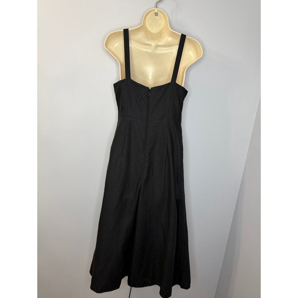 Club Monaco Wide Leg Linen Blend Jumpsuit Black Women's 2 Classic Relax - Picture 5 of 16